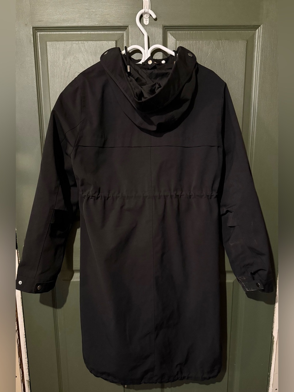 Frank & Oak Black Hooded Drawstring-Trench Coat - Picture 2 of 7